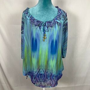 Y2K PSYCHEDELIC MERMAID CORE ONE WORLD PM TUNIC TOP